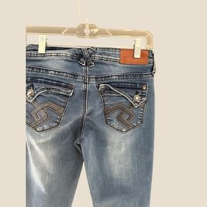 Hydraulic Y2k Emma Micro Boot Jeans 3/4 Medium Wash Blue Flap Pocket Stretch
